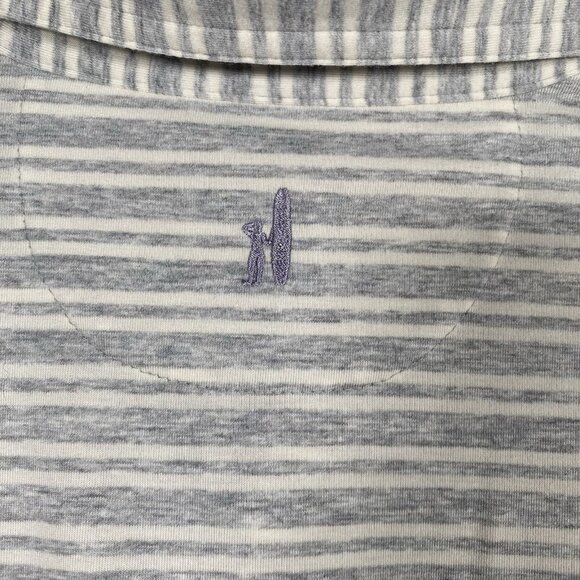 johnnie-O Brannen Long Sleeve Polo Men's Small Grey Striped Performance Stretch - Picture 6 of 12